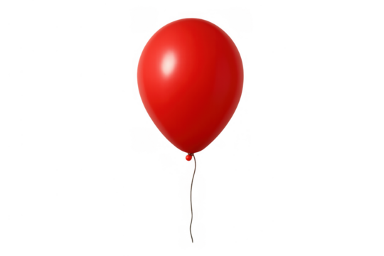 Red balloon floating, celebrating a party, birthday, or anniversary event on transparent background