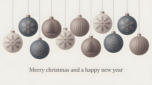 Collection of hanging christmas ornaments with various patterns