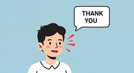 Appreciation in Speech Bubble: A person in a crisp white shirt emits a message of gratitude through a thought bubble. The individual's expression conveys sincere appreciation.