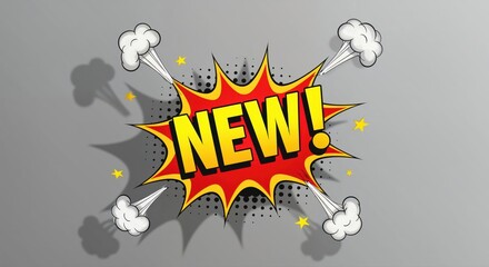 Fresh Debut Graphic: A dynamic NEW! graphic, exploding with vibrant energy and bold design, making a striking visual impact.