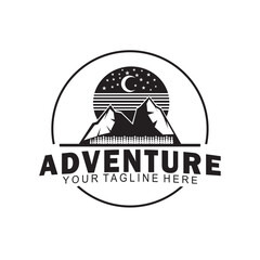 vector logo of mountain view at night