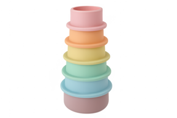 Stacking pastel cups toy for developing baby skills