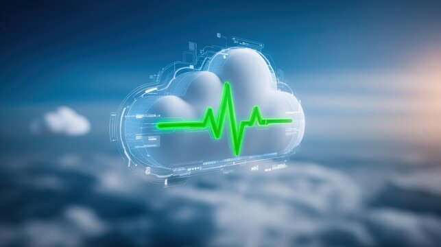 Monitoring health data with cloud technology digital space infographic sky environment elevated perspective healthcare innovation