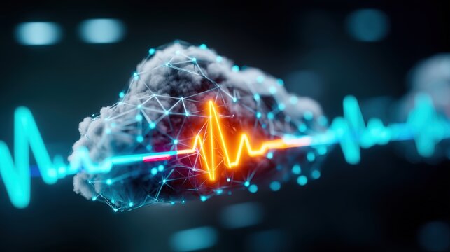 Monitoring health trends cloud technology digital health graphic design modern environment close-up view innovation