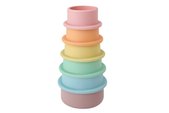 Stacking pastel cups toy for developing baby skills