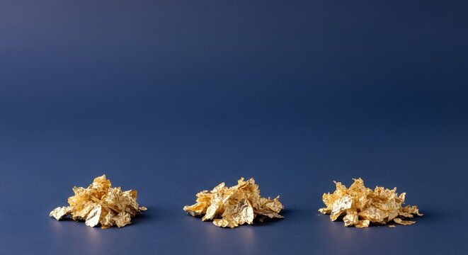 Epiphany, Elegant gold leaf clusters on dark blue background for luxury de
