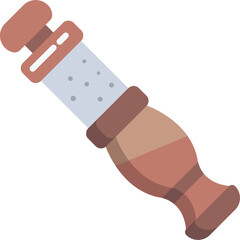 Brown cylindrical capsule with small gray particles inside and a red cap on a transparent background representing a scientific or medical concept