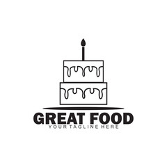 black birthday cake vector logo decorated with candles