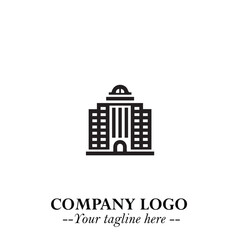 Building Logo Symbol in Black on the White Background with Modern Minimal Architecture Design