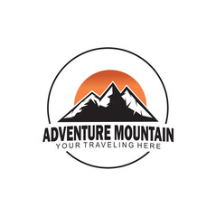 mountain vector logo in the afternoon