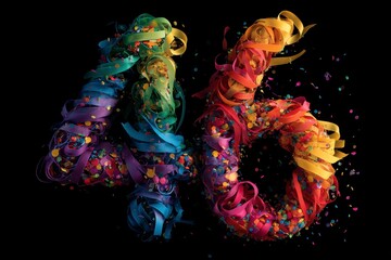 Colorful Ribbons and Confetti Celebrate Milestone 40th Birthday