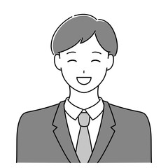 柔らかく微笑む男性社員　優しい雰囲気の人物イラスト