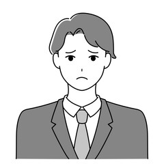 困った表情の男性社員　悩む・戸惑うビジネス人物イラスト