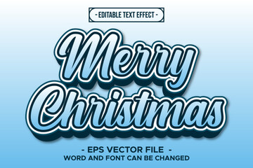 Merry Christmas Text Effect – Editable 3D Blue Festive Font Style for Holiday Design