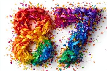 Colorful Celebration of Number Eighty-Seven with Festive Confetti