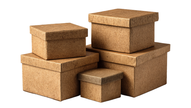 cardboard box realistic image, no background, PNG, photograph assets.