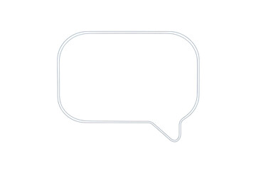 White neon chat speech bubble outline providing a glowing empty text message frame for communication concepts on transparent background