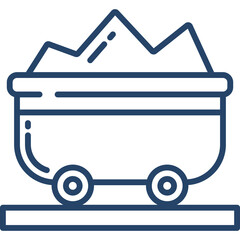 Brown mine cart filled with coal against a plain background representing mining industry and raw material extraction