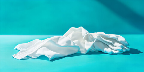 White Protective Gloves on Blue Background with Shadows