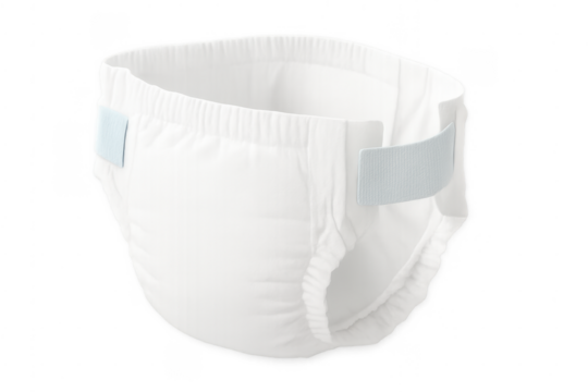 White disposable baby diaper on transparent background