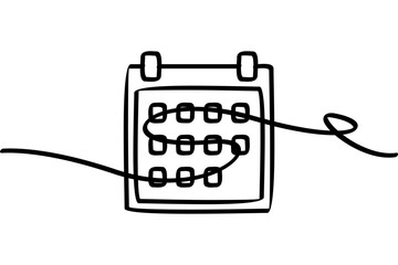 Calendar illustration with continuous line design. Attractive abstract line art design.