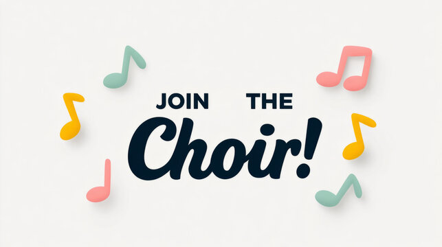 Joyful music class invitation with colorful musical notes design for choir promotion