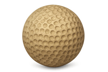 Vintage dimpled golf ball with a worn texture, representing heritage and classic sport, isolated on a transparent background