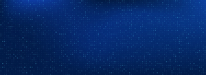 Blue glowing pixel dot pattern. Navy color mosaic pattern backdrop. Abstract neon technology grid wallpaper. Vector modern business, science, healthcare, medicine, presentation design background.Eps10