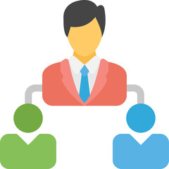 Business Organization Chart With Manager And Subordinates In Flat Design Style With White Background