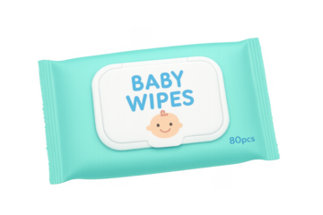 Baby wipes packaging with gentle baby illustration