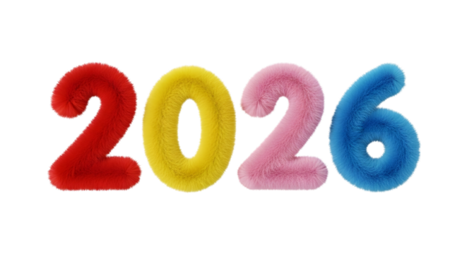 Fluffy and colorful 2026 numbers
