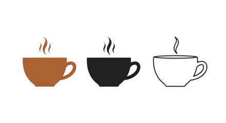 Fototapeta premium Minimalist illustration of three sets of coffee cup silhouettes, symbolizing business breaks, flat vector design.