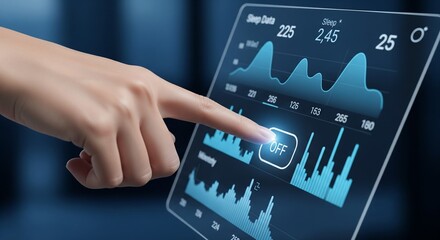 Futuristic smart system control panel with data visualization