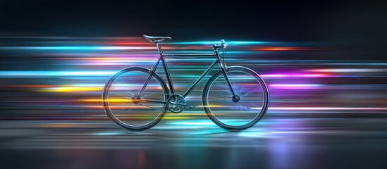 Fototapeta premium Bike Speeding Through Colorful Light Trails.