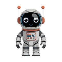 Funny cartoon robot character illustration featuring a cute red and blue toy android machine