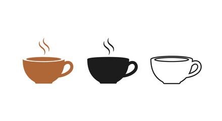 Fototapeta premium Minimalist illustration of three sets of coffee cup silhouettes, symbolizing business breaks, flat vector design.