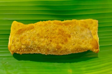Traditional fairground pastry, meat pastry, fried pastry. Pastel de feira
