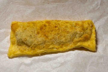 Traditional fairground pastry, meat pastry, fried pastry. Pastel de feira