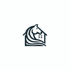 Horse home logo icon design template vector illustration