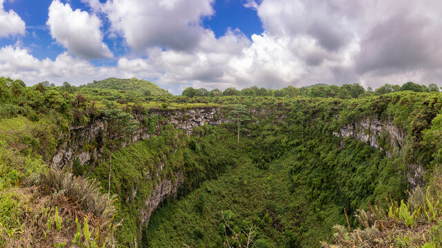 Los Gemelos (The Twins) sink holes on the island of Santa Cruz in the Galapagos - volcanic formations in the highlands