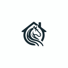 Horse home logo icon design template vector illustration