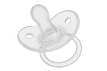 White plastic baby pacifier translucent on transparent background