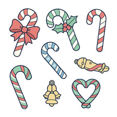 Collection of Christmas Candy Canes and Bells