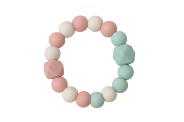 Baby silicone teether bracelet with pastel beads