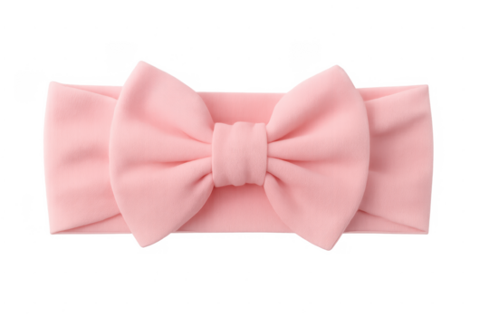 Pink baby headband with bow, transparent background