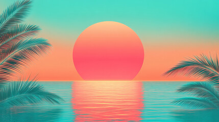 90s retro gradient background with a smooth transition from fiery orange to electric teal, creating a sunset-like effect that feels nostalgic of retro beach vibes and vibrant nightlife.