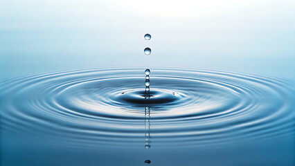 Water droplets creating perfect concentric circles, a symbol of clarity and purity, ideal for wellness, spa, or environmental campaigns, conveying serenity and peace