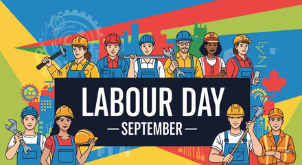 Happy Labour Day September Diverse Workers Celebration.