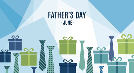 Fathers Day Celebration Background with Presents and Neckties.