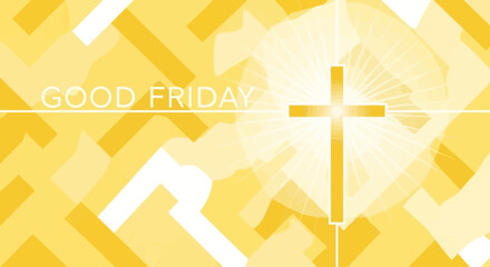 Good Friday Christian Cross Abstract Yellow Background.
